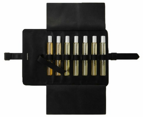 Leather case travel set with 7 scents